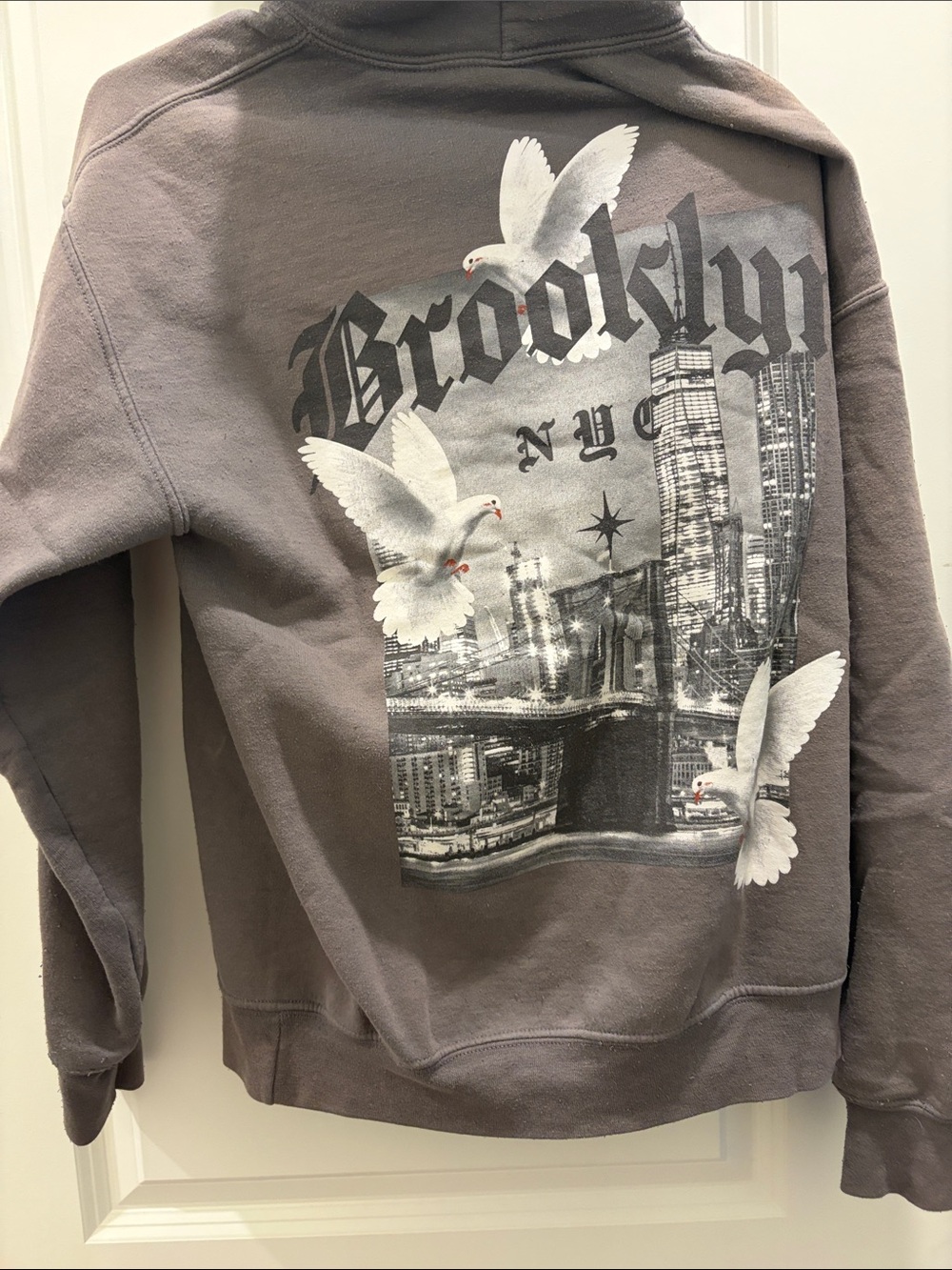 Graphic Cross & Dove Hoodie in Faded Gray - Picture 2 of 2